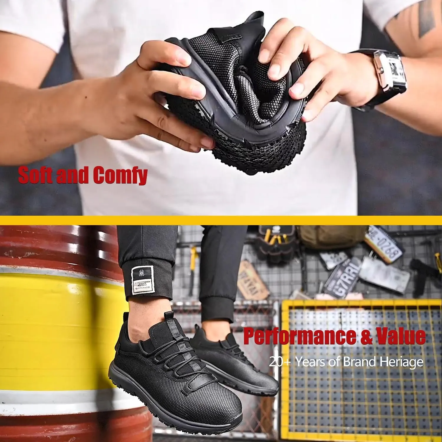 ulogu Steel Toe Shoes for Men Women丨Waterproof Lightweight Roofing Shoe丨Safety Industrial Work Sneakers
