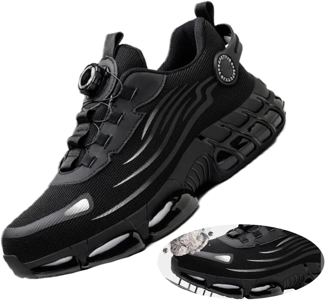Unisex Steel Toe Power Trainers, One-Step, Round Toe, Grey, Casual, Outdoor, Hiking, Spring, Summer, Fall, Winter, Adult, Men, Women, Workers, Outdoor Enthusiasts, Safety Shoes, Sneakers