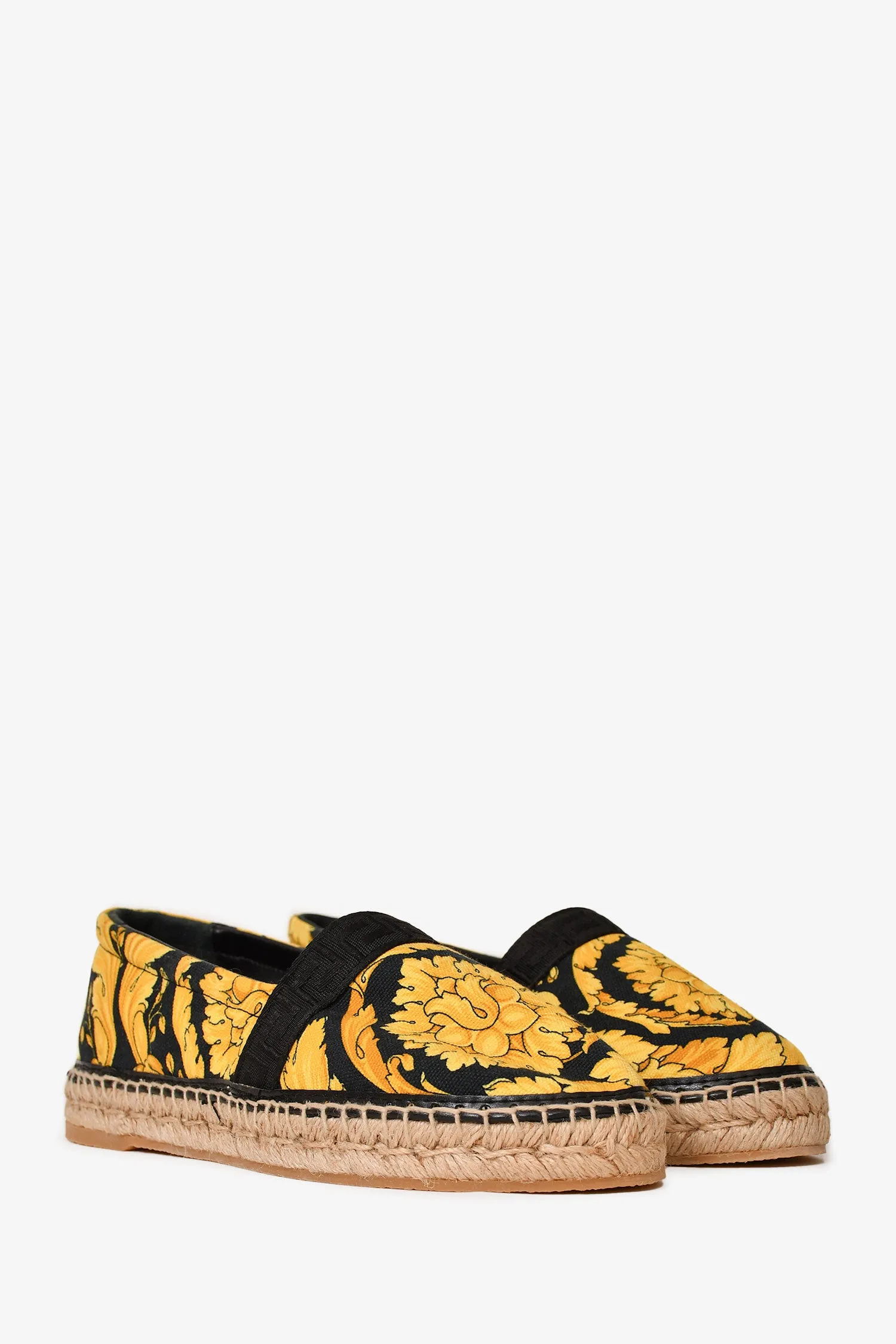 Versace Black/Yellow Print Espadrilles Size 37