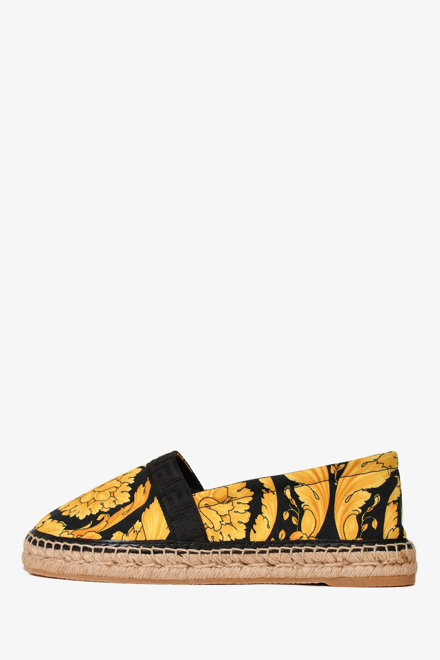 Versace Black/Yellow Print Espadrilles Size 37