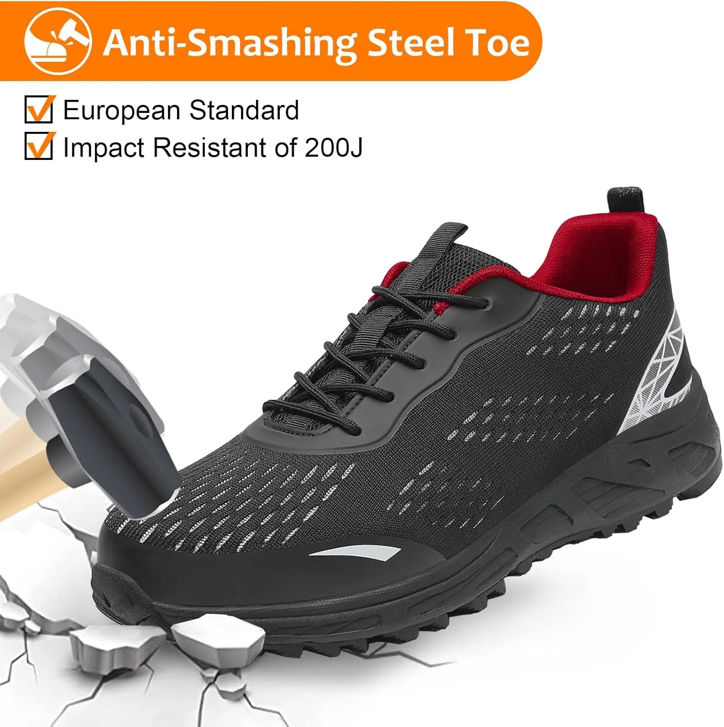 VikoViren Steel Toe Shoes for Men Women Comfy Lightweight Indestructible Non Slip Safety Work Sneakers Warehouse Industry Construction Shoes