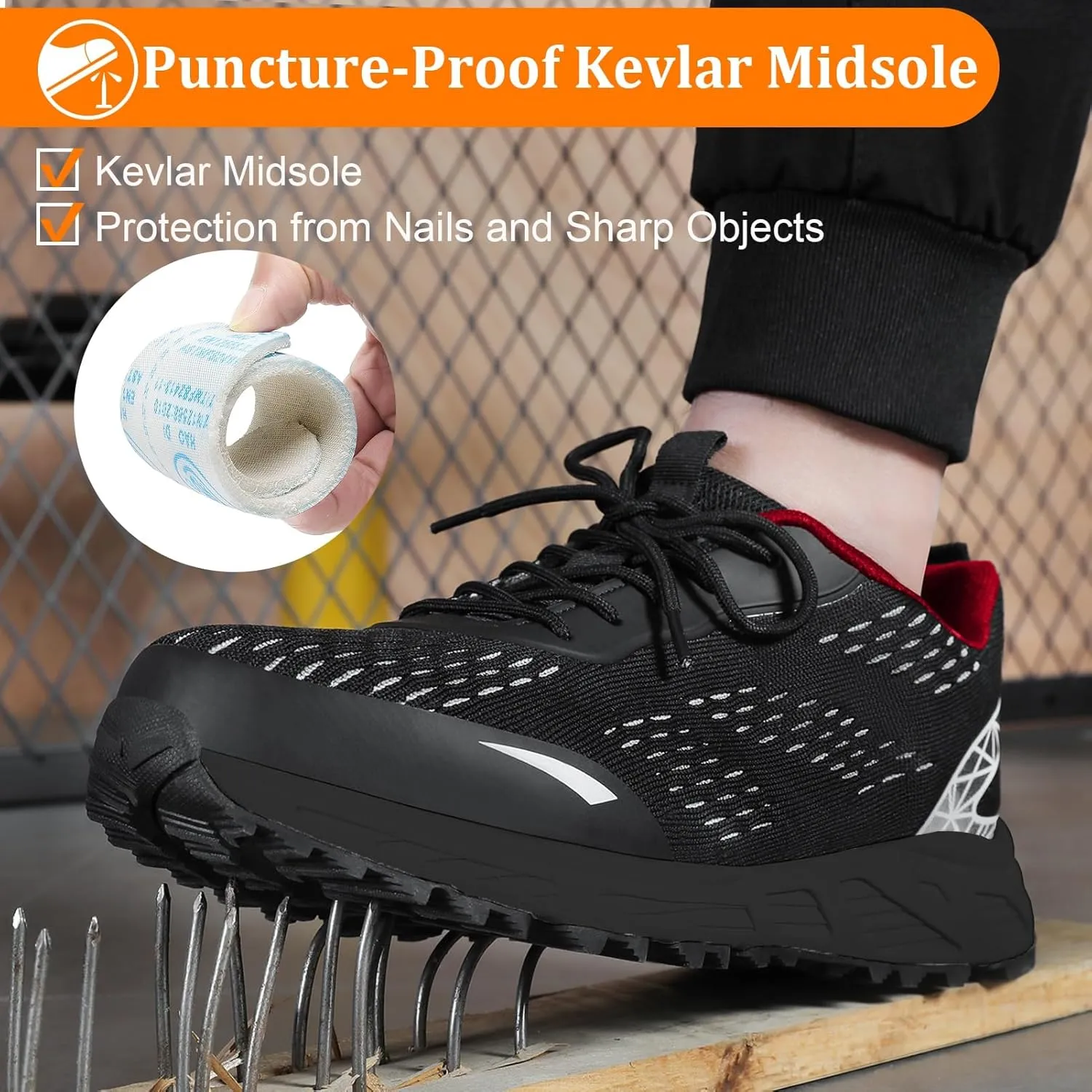 VikoViren Steel Toe Shoes for Men Women Comfy Lightweight Indestructible Non Slip Safety Work Sneakers Warehouse Industry Construction Shoes