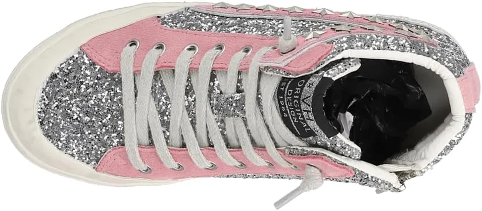 Vintage Havana Womens Ilana Glitter High Slip On Sneakers Shoes Casual - Silver
