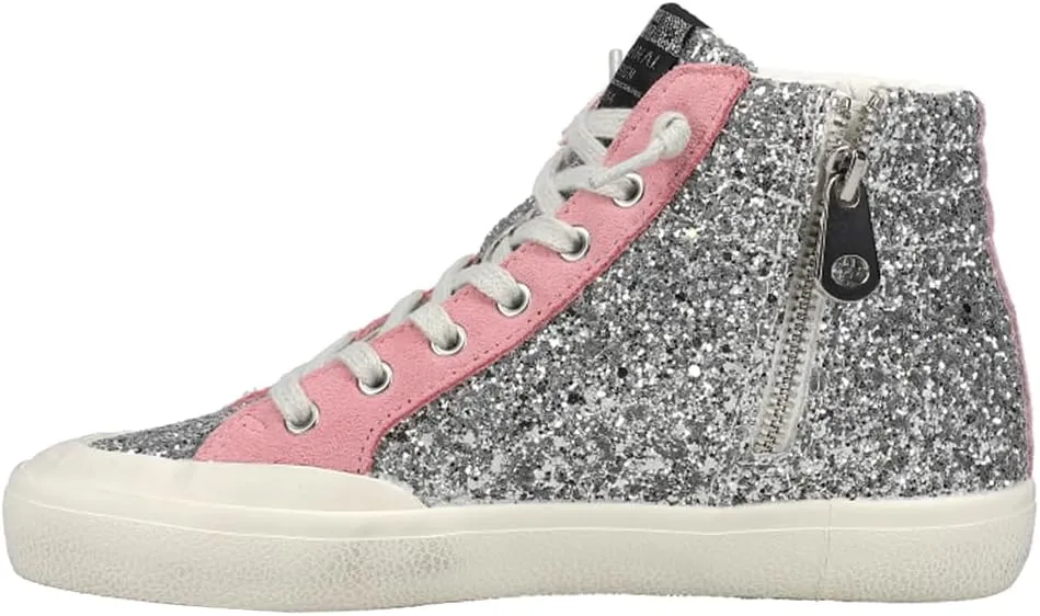 Vintage Havana Womens Ilana Glitter High Slip On Sneakers Shoes Casual - Silver
