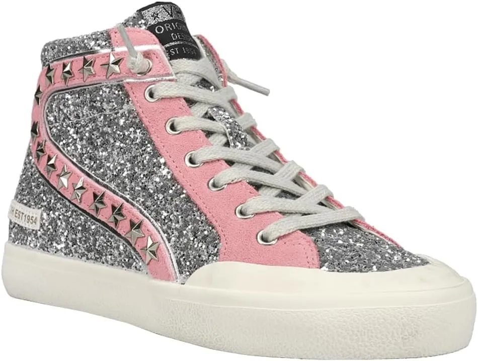 Vintage Havana Womens Ilana Glitter High Slip On Sneakers Shoes Casual - Silver