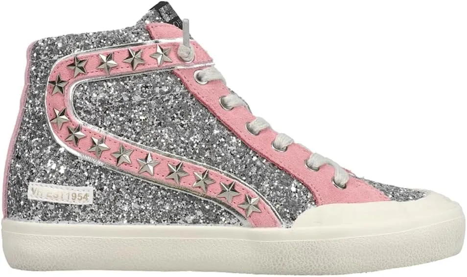 Vintage Havana Womens Ilana Glitter High Slip On Sneakers Shoes Casual - Silver