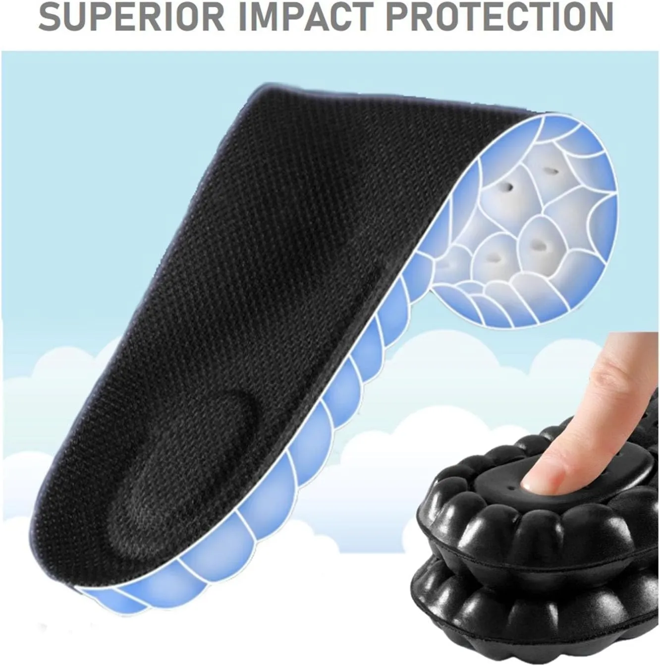 VivoFoot 2 Pair Memory Foam Insoles, Cloud Sole Pads, Anti-Fatigue Pain Relief Everyday Work Sport Running Comfort Shoe Insert, Cushion Replacement Filler, Trim to Fit for Men Women(US M7-11,Black)