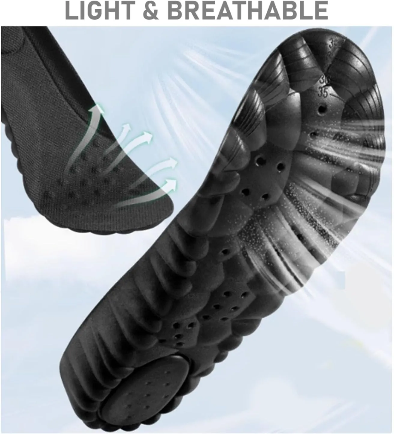 VivoFoot 2 Pair Memory Foam Insoles, Cloud Sole Pads, Anti-Fatigue Pain Relief Everyday Work Sport Running Comfort Shoe Insert, Cushion Replacement Filler, Trim to Fit for Men Women(US M7-11,Black)