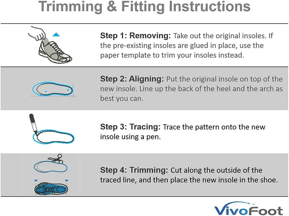 VivoFoot 2 Pair Memory Foam Insoles, Cloud Sole Pads, Anti-Fatigue Pain Relief Everyday Work Sport Running Comfort Shoe Insert, Cushion Replacement Filler, Trim to Fit for Men Women(US M7-11,Black)