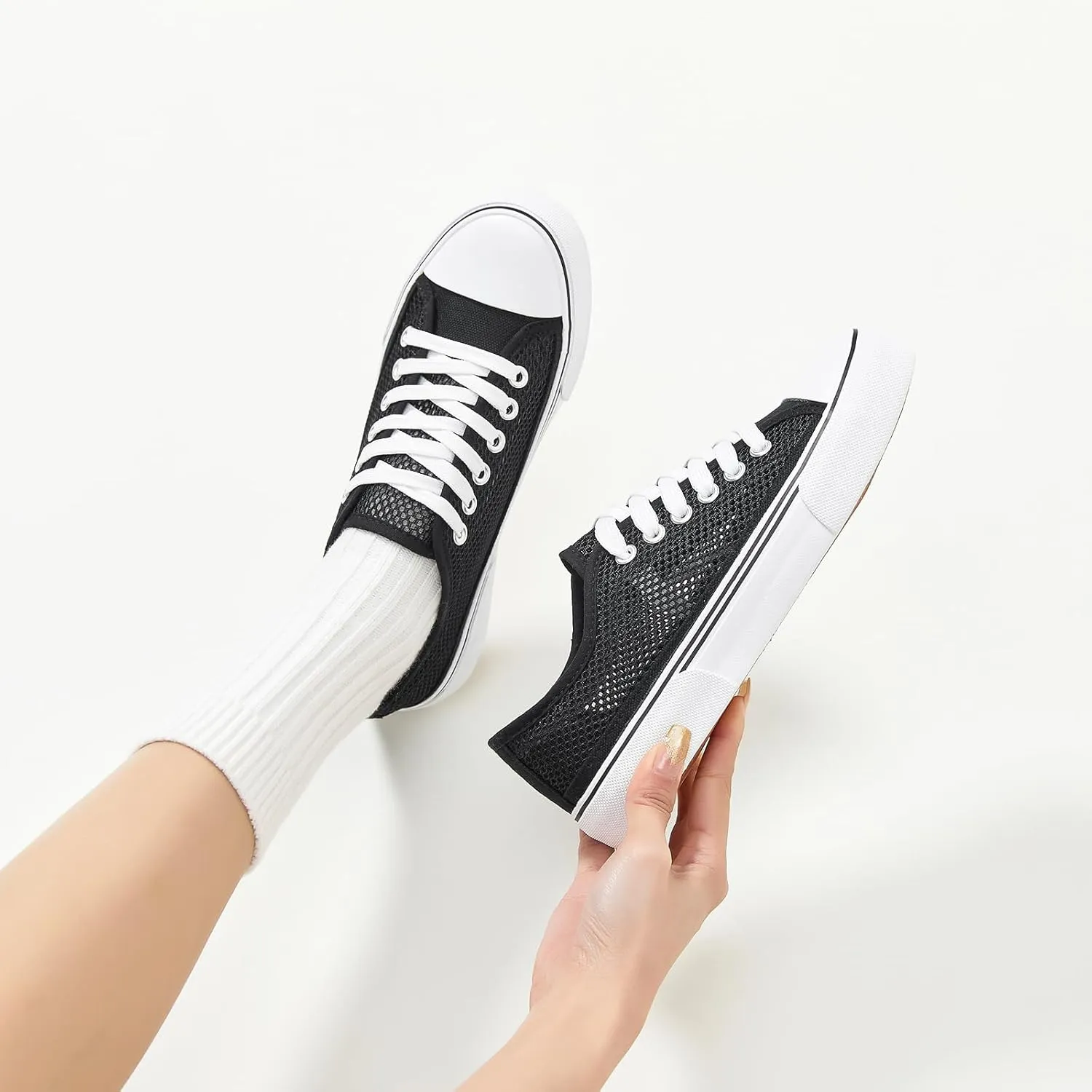 Waluzs White Sneakers for Women Women's Tennis Shoes Summer Canvas Shoes Fashion Sneakers for Walking Non Slip Work
