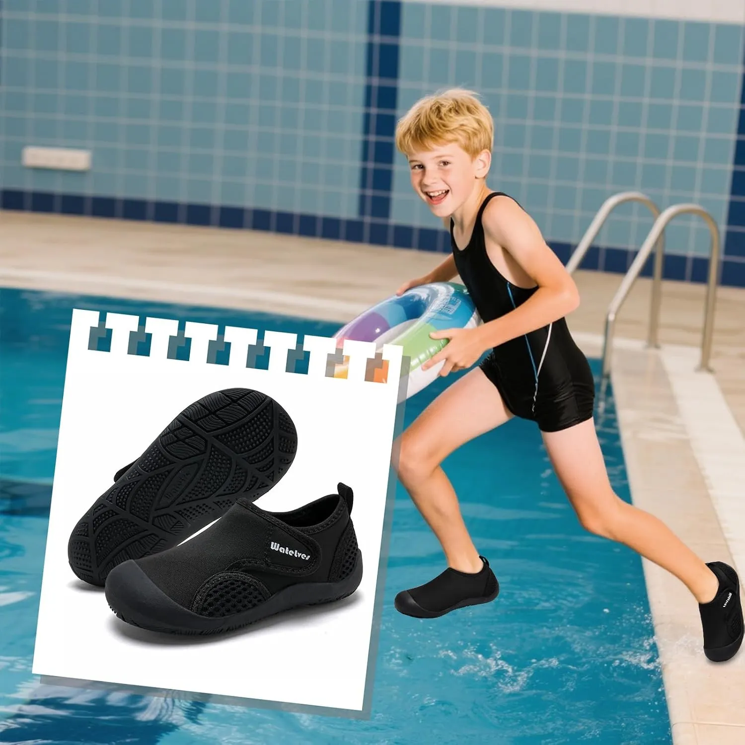 WateLves Wide Toddler Water Shoes Kids Quick Dry Barefoot Shoes Girls Boys Aqua Athletic Sneakers for Beach Hiking Swim Kayak Sport Accessories, Camping Essentials