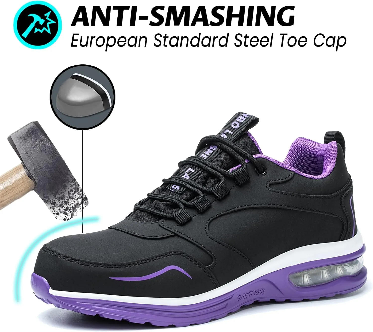 Waterproof Steel Toe Shoes for Women Non Slip Puncture Proof Safety Work Sneakers Comfortable Lightweight Fashion Footwear for Industrial Construction and Food Service