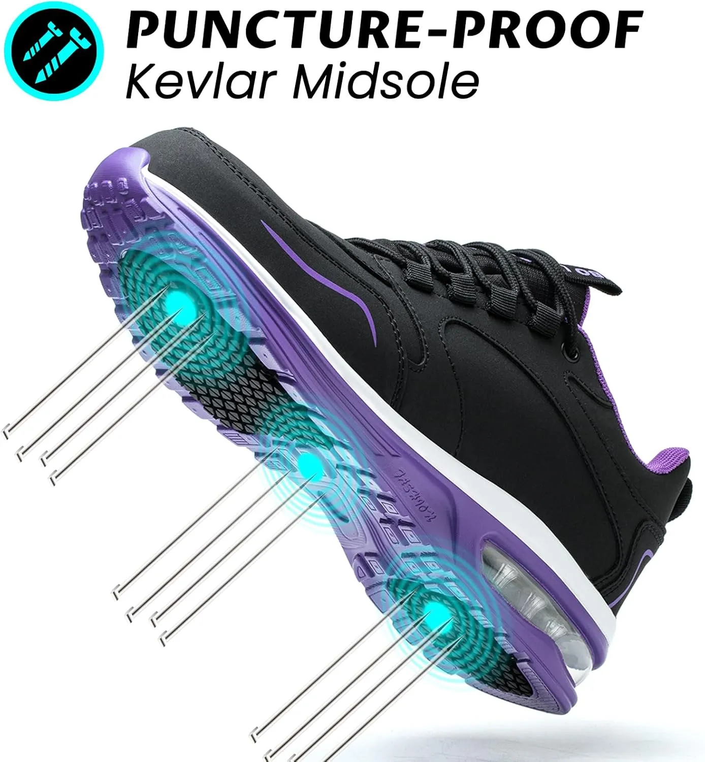 Waterproof Steel Toe Shoes for Women Non Slip Puncture Proof Safety Work Sneakers Comfortable Lightweight Fashion Footwear for Industrial Construction and Food Service