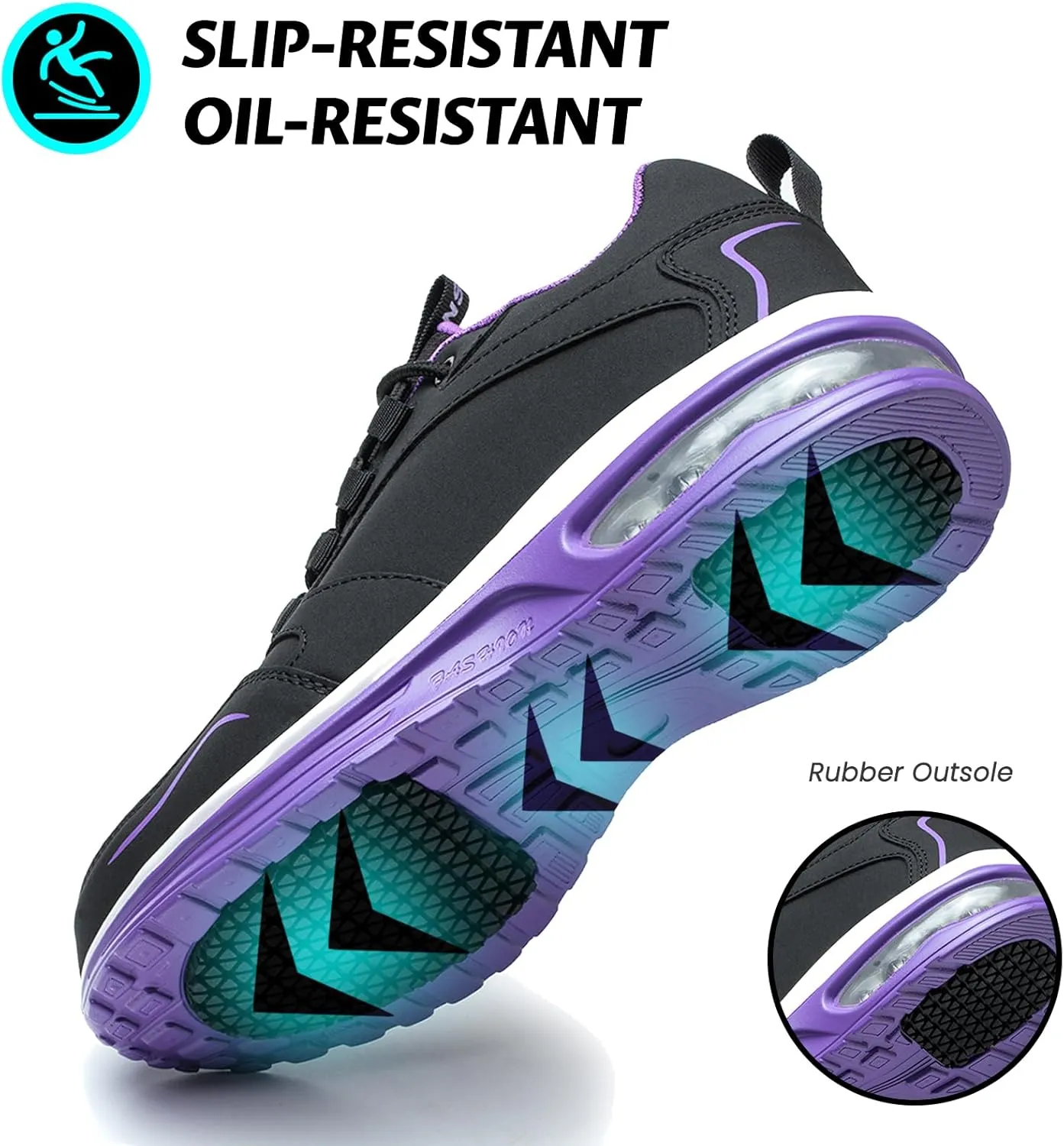 Waterproof Steel Toe Shoes for Women Non Slip Puncture Proof Safety Work Sneakers Comfortable Lightweight Fashion Footwear for Industrial Construction and Food Service
