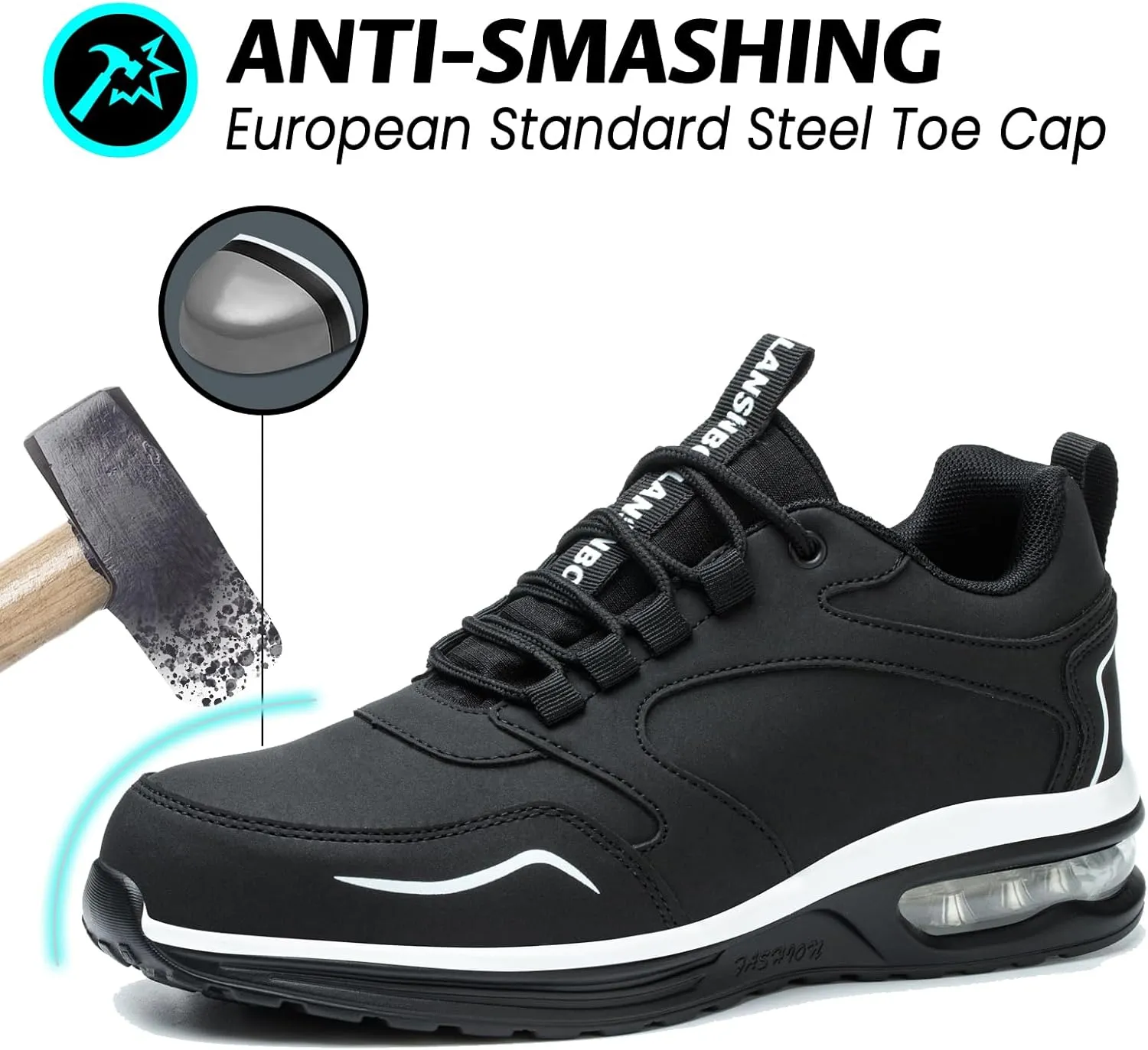 Waterproof Steel Toe Shoes for Women Non Slip Puncture Proof Safety Work Sneakers Comfortable Lightweight Fashion Footwear for Industrial Construction and Food Service