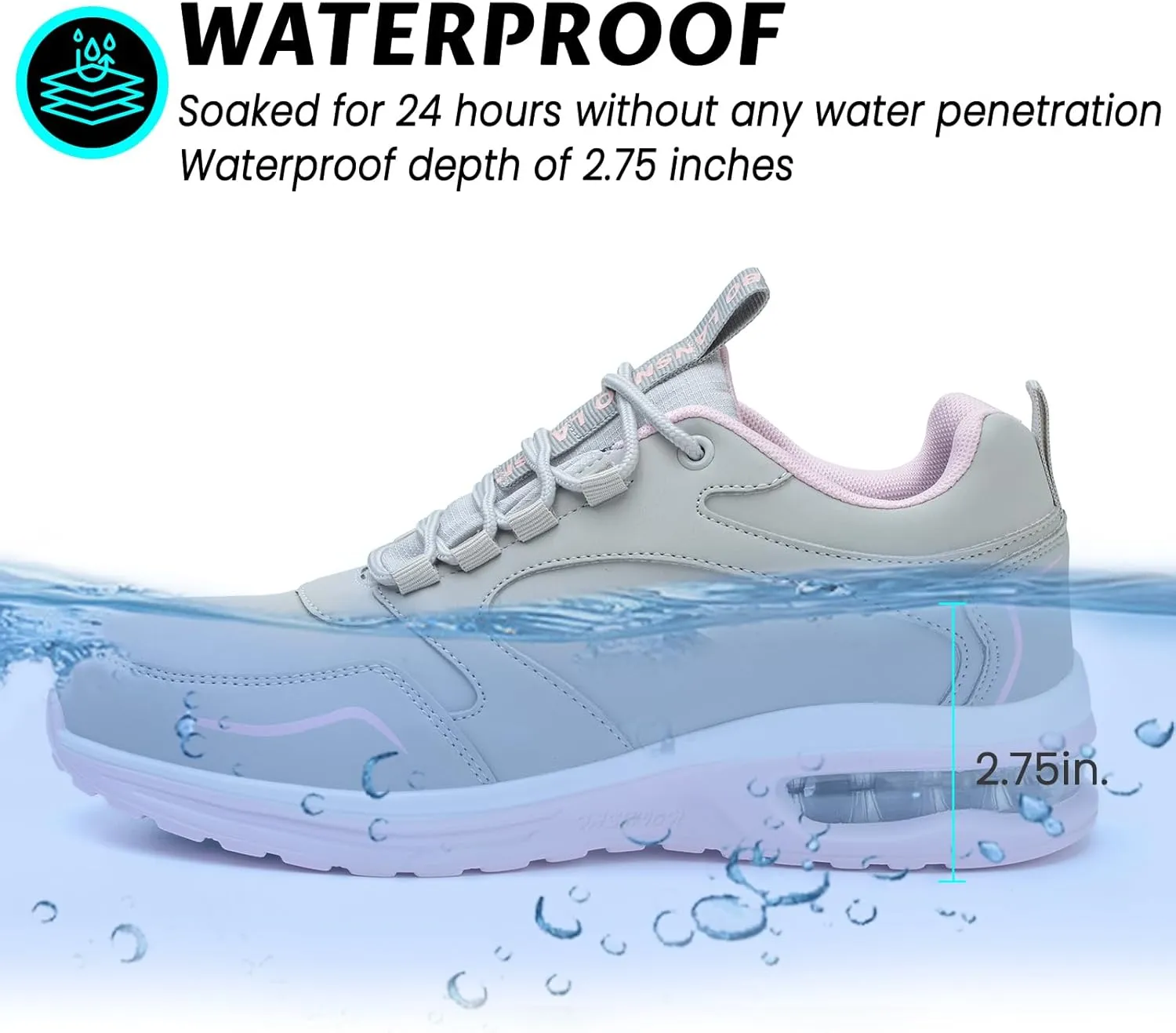 Waterproof Steel Toe Shoes for Women Non Slip Puncture Proof Safety Work Sneakers Comfortable Lightweight Fashion Footwear for Industrial Construction and Food Service