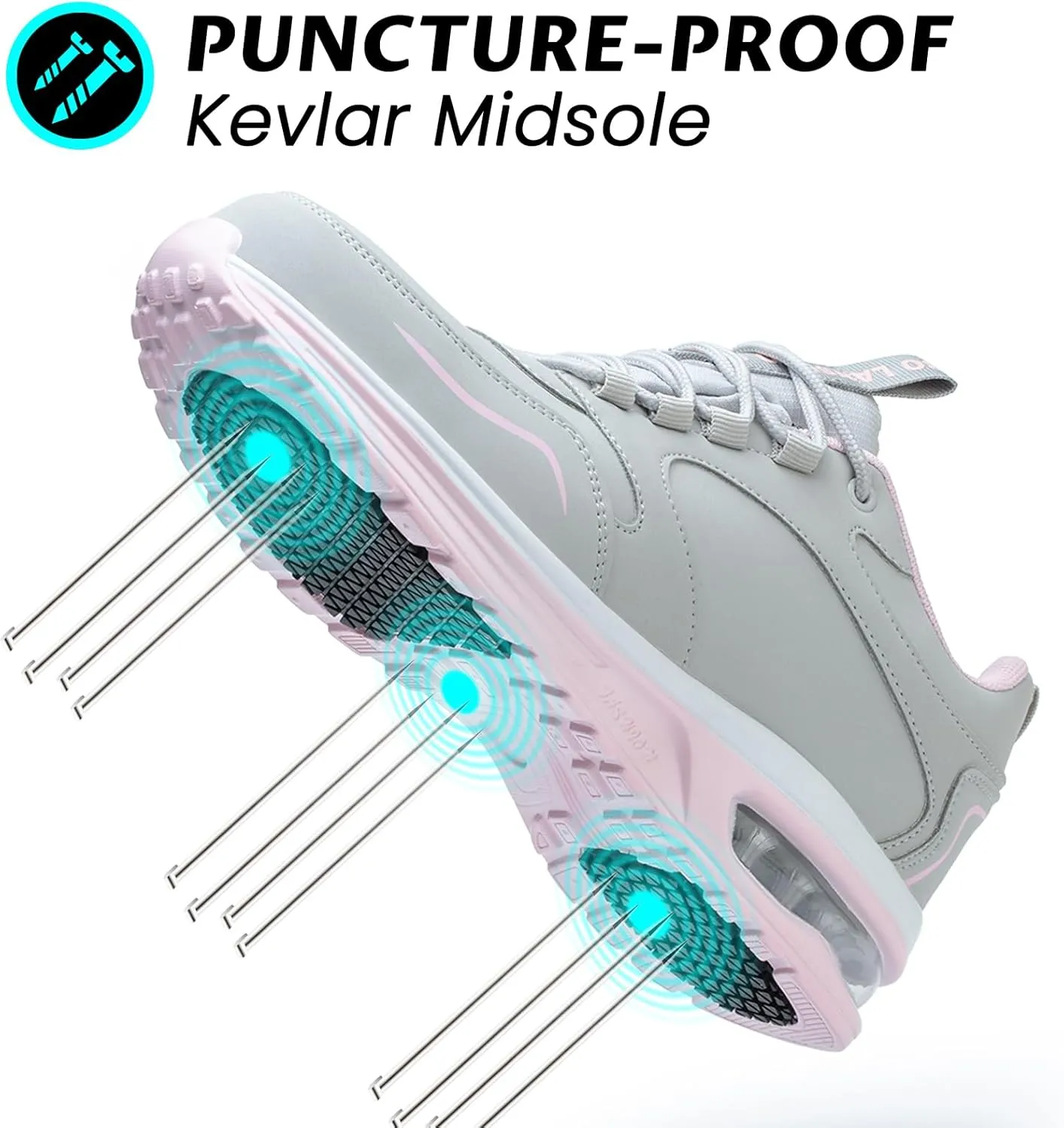 Waterproof Steel Toe Shoes for Women Non Slip Puncture Proof Safety Work Sneakers Comfortable Lightweight Fashion Footwear for Industrial Construction and Food Service