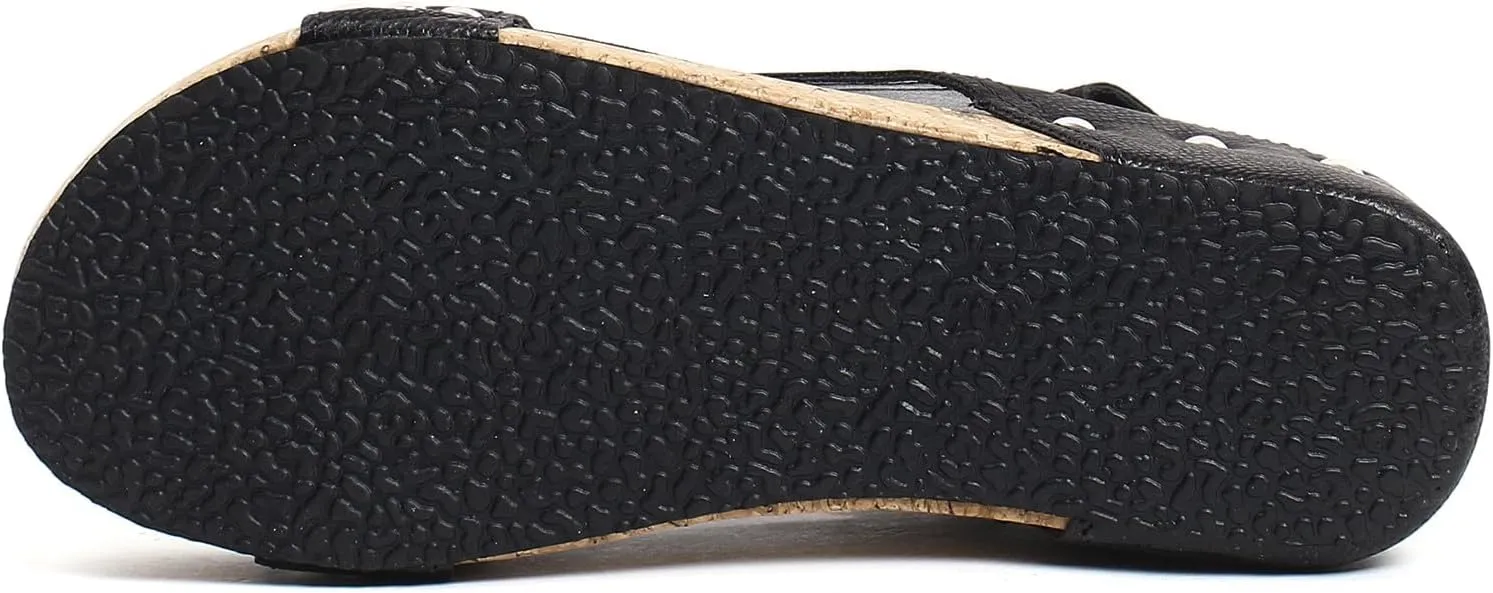 Wedges Heels for Women Dressy, Women's Cork Platform Wedge Sandals Low Heel Open Toe Ankle Strap Comfortable Orthopedic Wedges Ladies Casual Summer Shoes (a-Black, 9.5)
