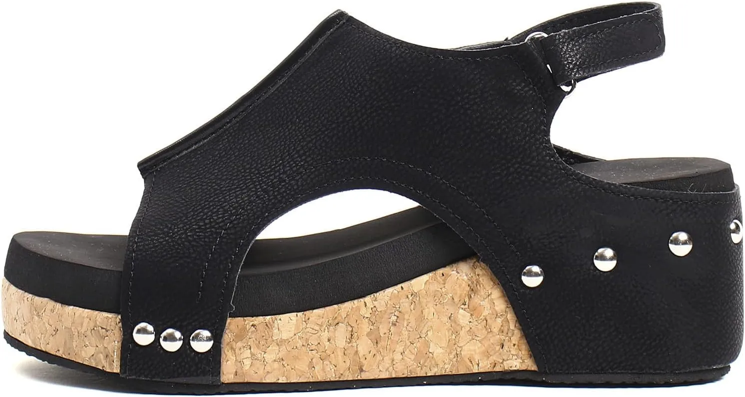 Wedges Heels for Women Dressy, Women's Cork Platform Wedge Sandals Low Heel Open Toe Ankle Strap Comfortable Orthopedic Wedges Ladies Casual Summer Shoes (a-Black, 9.5)