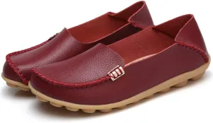 WERWAES Womens Casual Loafers Comfortable Leather Slip on Shoes Fashion Round Toe Moccasins Flats Soft Lightweight Walking Outdoor Loafers