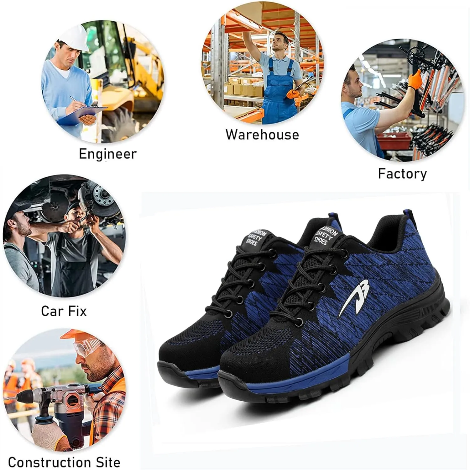 Wide Steel Toe for Women Cushion Safety Shoes,Resistant Puncture Proof Safety Shoes Breathable Indestructible Construction Industrial Sneakers,