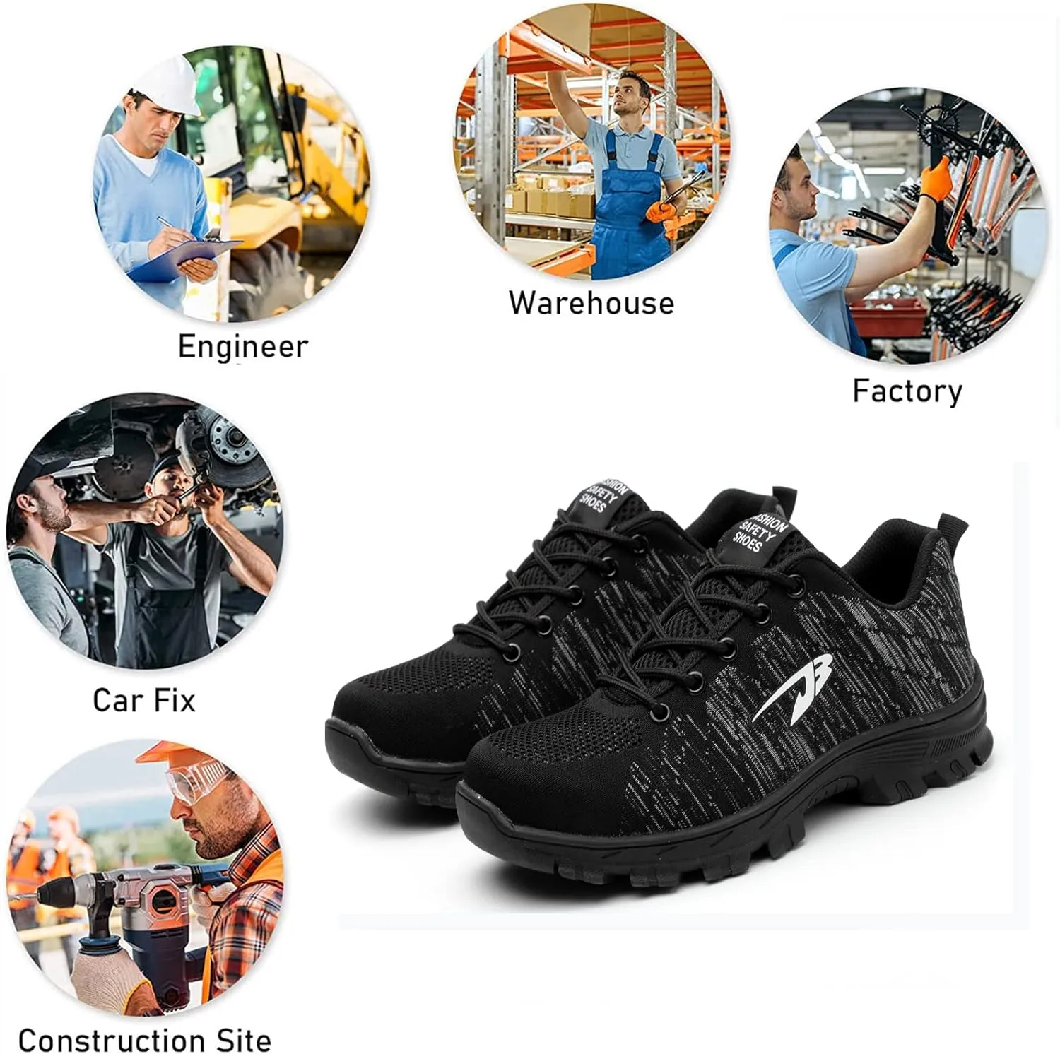 Wide Steel Toe for Women Cushion Safety Shoes,Resistant Puncture Proof Safety Shoes Breathable Indestructible Construction Industrial Sneakers,