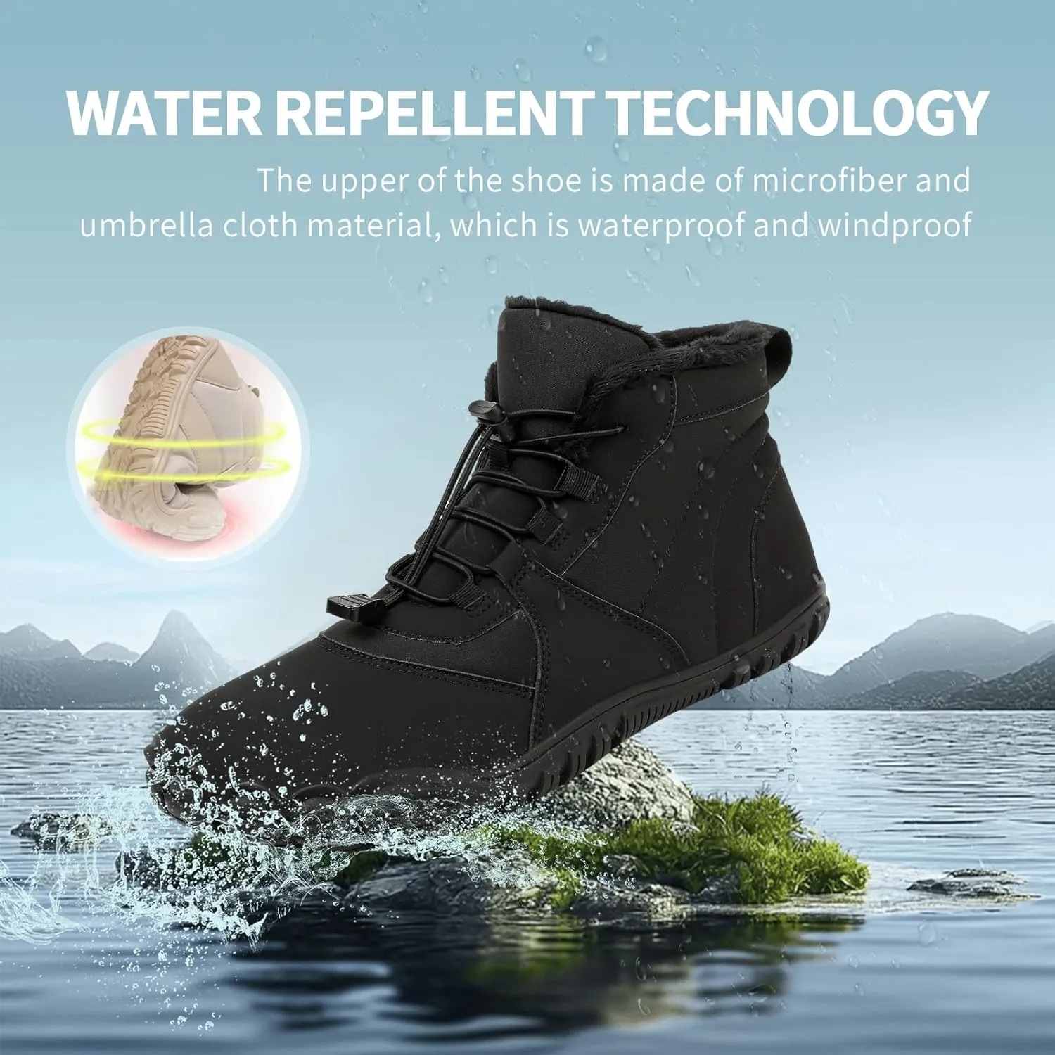 Winter Hike Barefoot Boots,Warm Zero Drop Snow Boot Slip On Barefoot Footwear - Minimalist Warm zero Drop, Non-Slip Snow Boots, Wide Fit Barefoot Boots for Women & Men