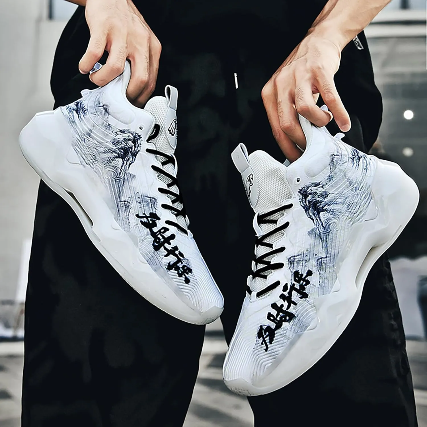 Women Men Basketball Shoes Youth Fashion High Top Running Shoes Volleyball Sneakers Colorful Painting Sport Shoes Comfortable Non-Slip Footwear