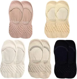 Women No Show Low Cut Thin Invisible Flat Boat Liner Non Slip Socks,5 Pairs