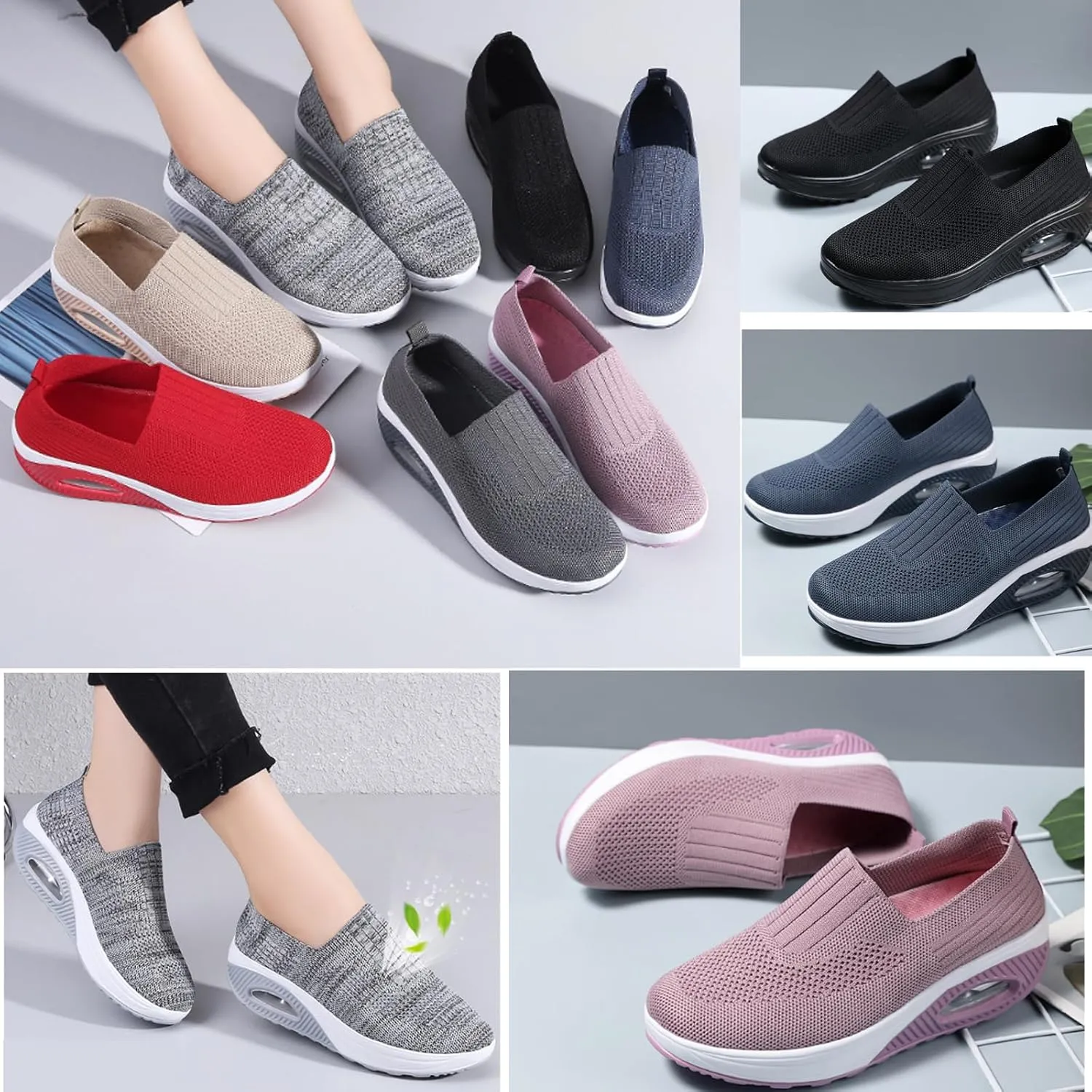 Women Orthopedic Sneakers Walking Shoes,Mesh Breathable Arch Support Slip-on Light Air Cushion Orthopedic Sneakers Diabetic Shoes