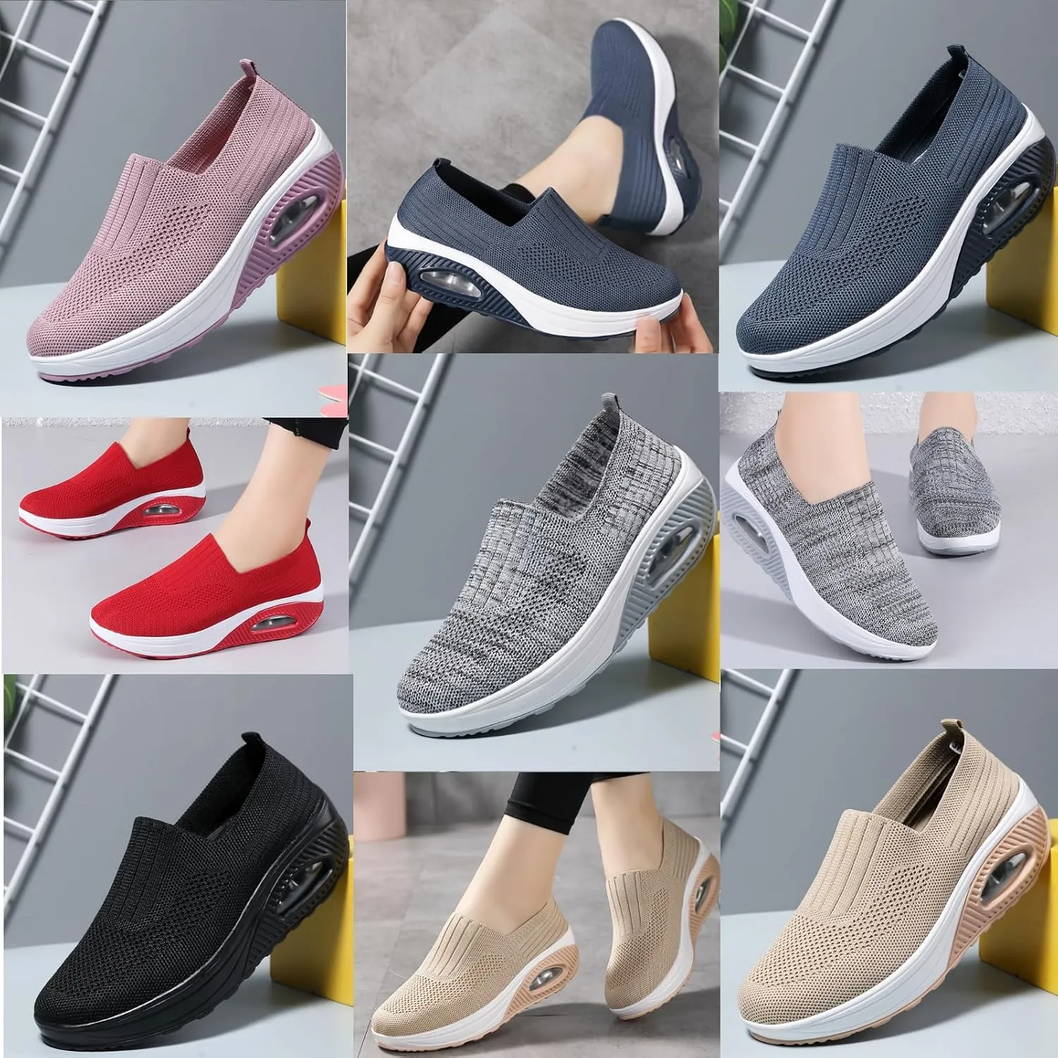 Women Orthopedic Sneakers Walking Shoes,Mesh Breathable Arch Support Slip-on Light Air Cushion Orthopedic Sneakers Diabetic Shoes