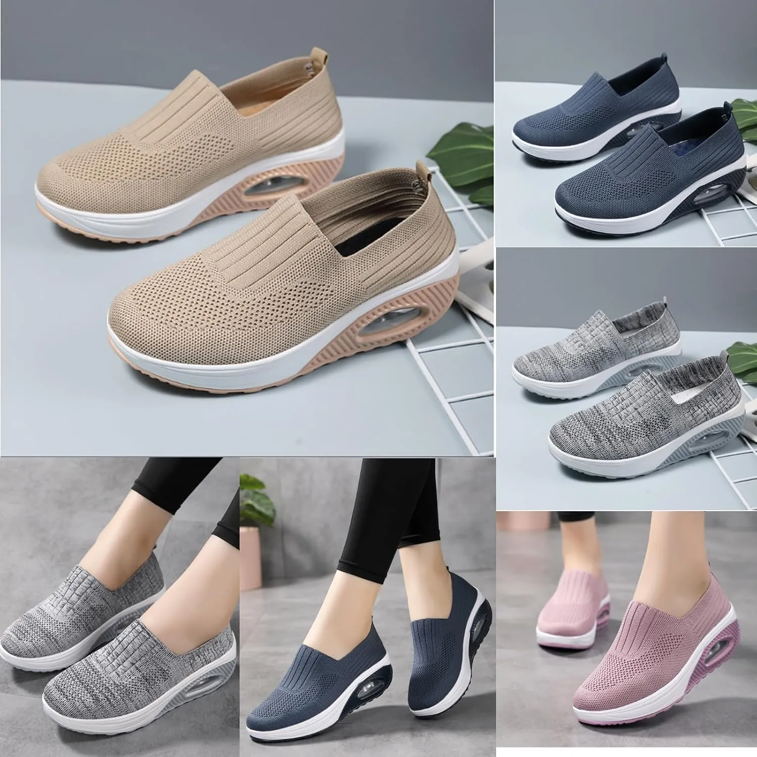 Women Orthopedic Sneakers Walking Shoes,Mesh Breathable Arch Support Slip-on Light Air Cushion Orthopedic Sneakers Diabetic Shoes