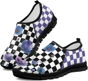 Women Slip On Loafers Black & White Checkered Print Men Low Cut Casual Shoes Walking Sneakers Pull-On Loafer Flats US 5-13 Couple's Shoes