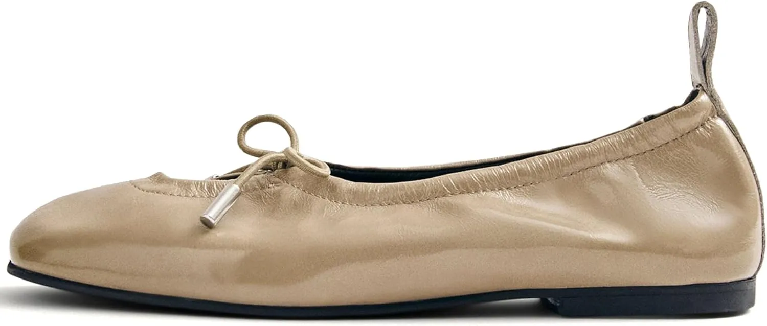 Womens Bow Ballet Flats Cute Square Toe Lace Up Bow Mary Jane Flats Slip On Casual Mary Ballerina Shoes