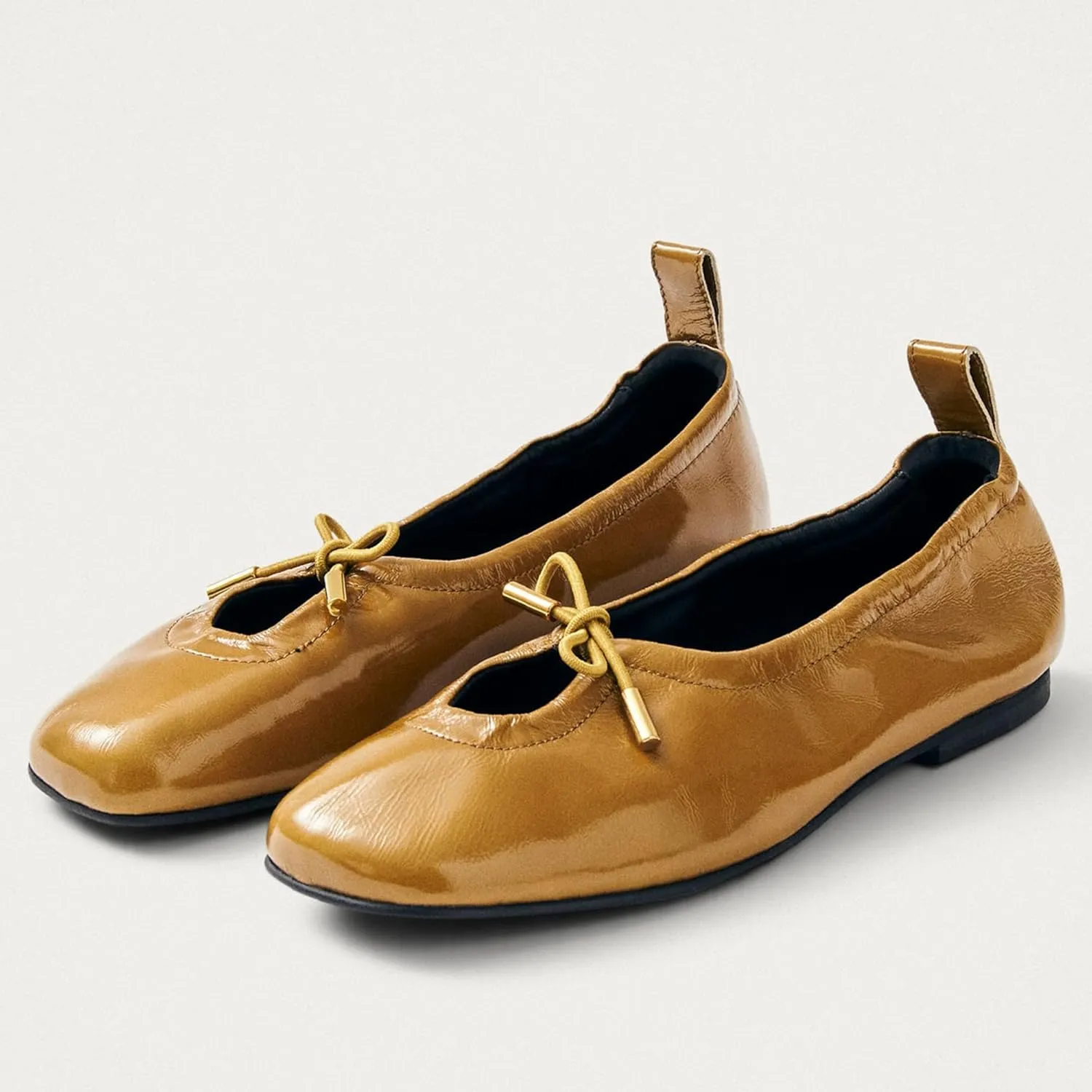 Womens Bow Ballet Flats Cute Square Toe Lace Up Bow Mary Jane Flats Slip On Casual Mary Ballerina Shoes