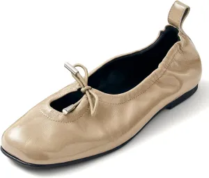 Womens Bow Ballet Flats Cute Square Toe Lace Up Bow Mary Jane Flats Slip On Casual Mary Ballerina Shoes
