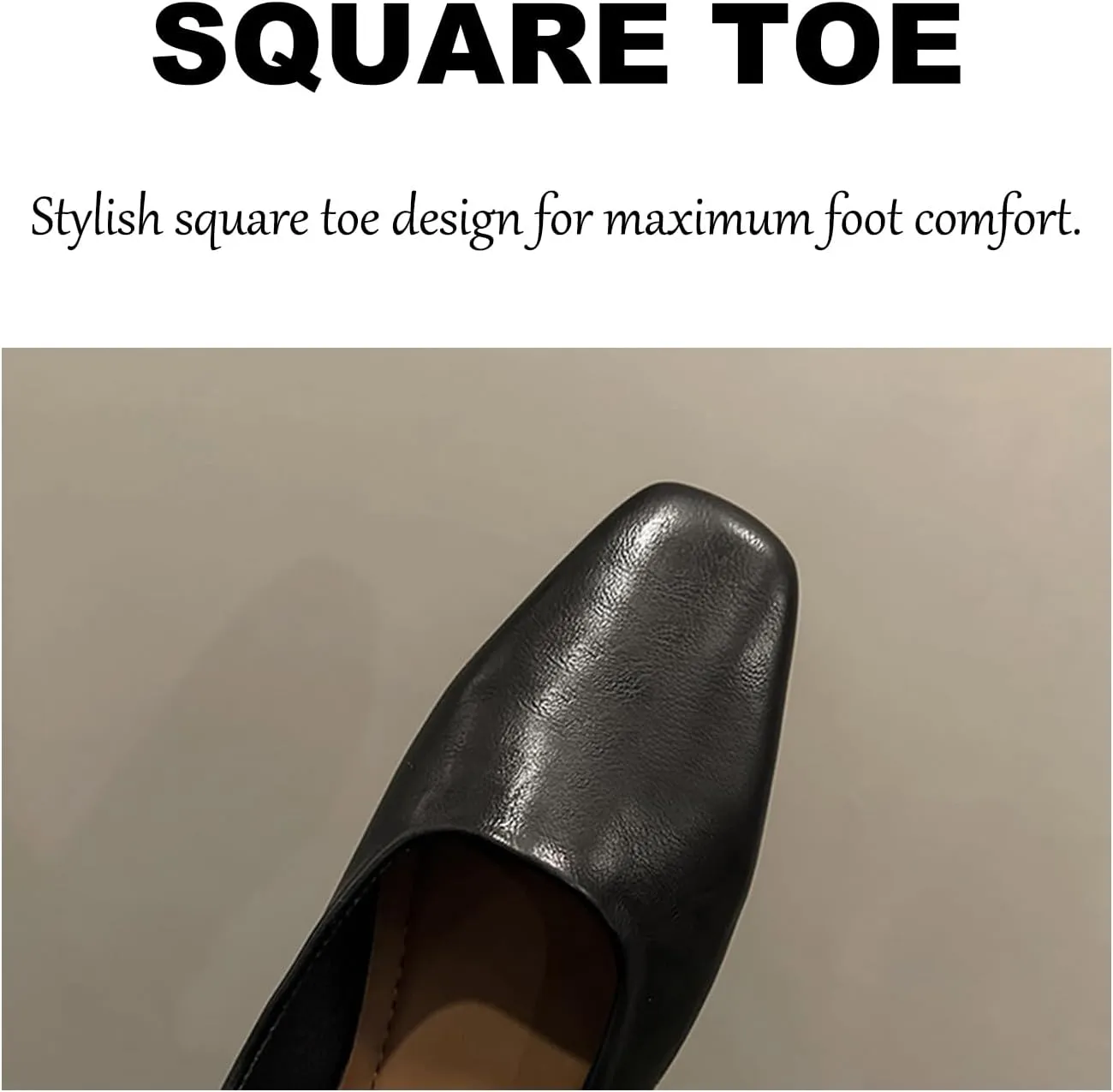 Women's Classic Leather Square Toe Flat Mary Jane Shoes Fashion Slip On Buckle Casual Ballet Shoes Comfortable Closed Toe Office Work Dress Shoes