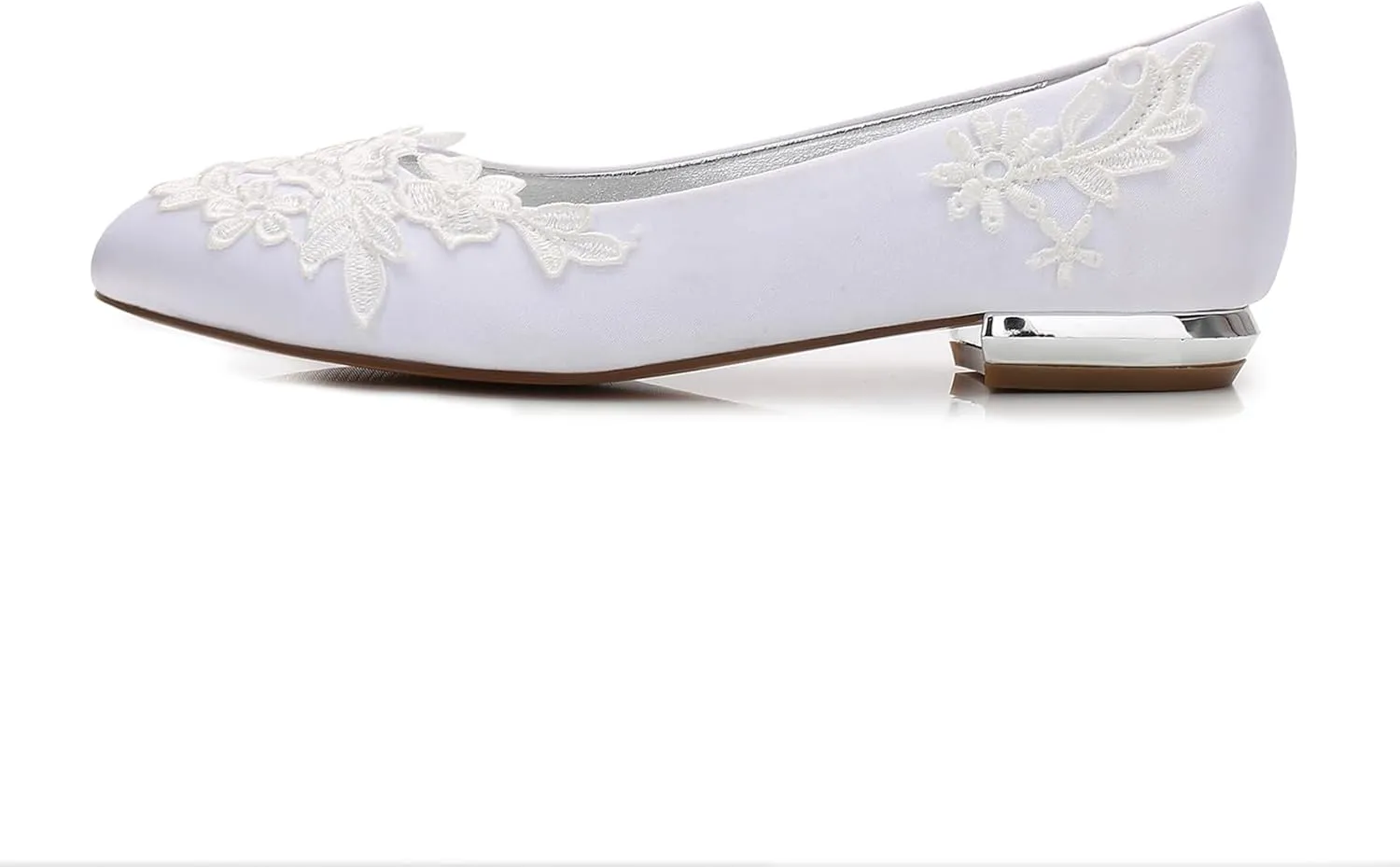Women's Closed Toe Satin Applique Wedding Flats for Bride Prom Evening Bridal Party Dress Flats