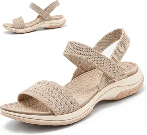Women's Comfortable Orthopedic Walking Sandals with Arch Support & Hook Loop - Wedge Sport Sandals for Summer, Beach, Outdoor & Everyday Casual Use