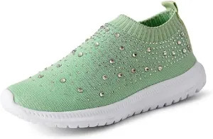 Women's Crystal Breathable Orthopedic Slip On Walking Shoes, Fashion Sneakers for Women, Orthopedic Shoes for Women