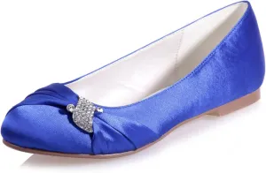 Women's Crystal Wedding Flats for Bride Comfortable Satin Wedding Shoes Low Heels Bridal Flats Evening Prom Party Dress Shoes Pumps