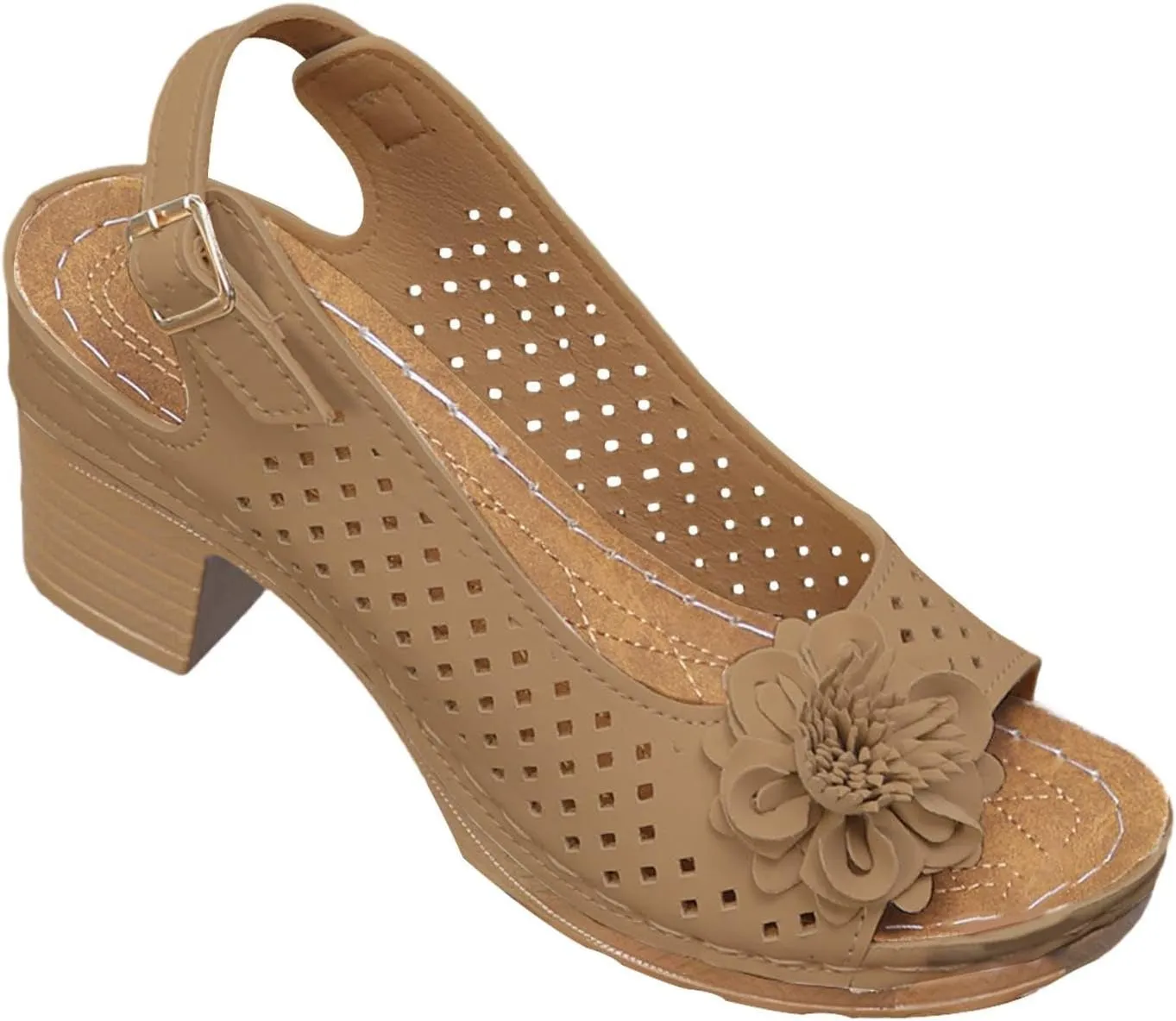 Womens Dreese 2025 Floral Wedge Sandals-Chunky Block Heels,Adjustable Ankle Strap&Fish Mouth Platform Sandals for Summer