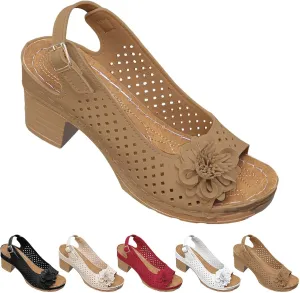 Womens Dreese 2025 Floral Wedge Sandals-Chunky Block Heels,Adjustable Ankle Strap&Fish Mouth Platform Sandals for Summer