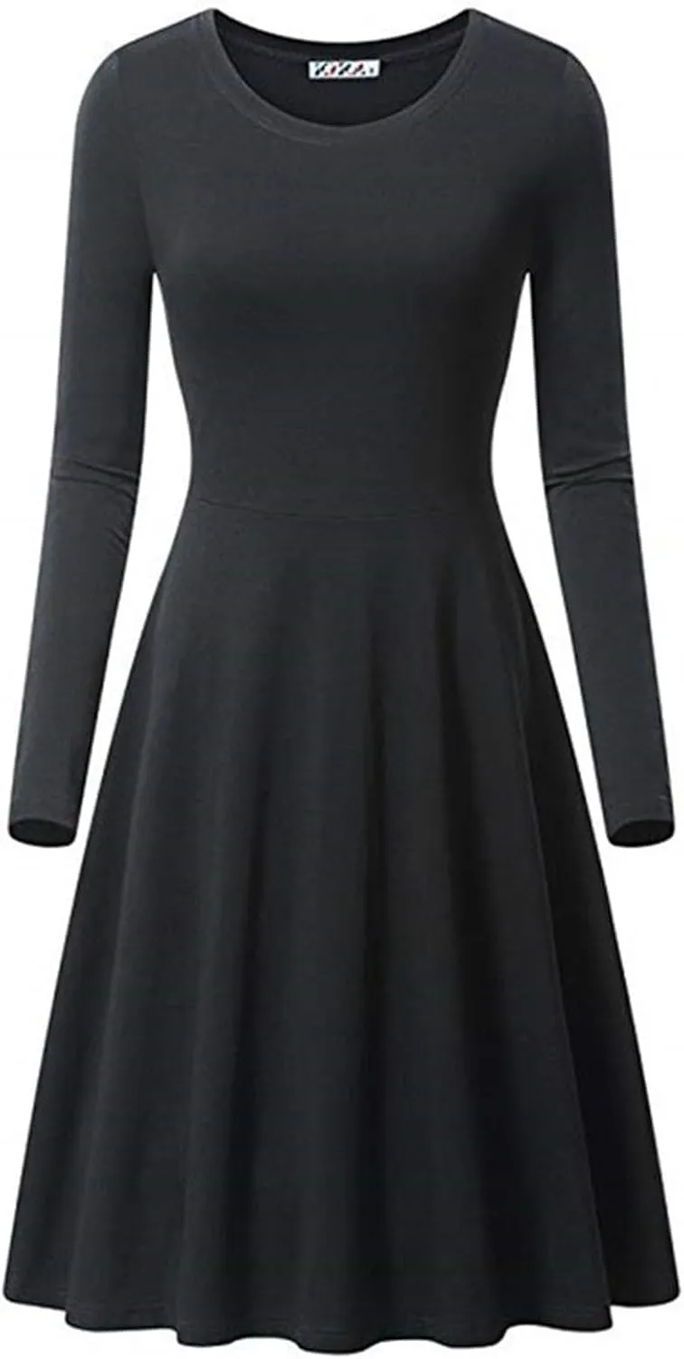 Women's Dresses Fall Casual 2024 Long Sleeve Pleated Elegant a Line Dress Plus Size Flowy Lightweight Long Maxi Dress
