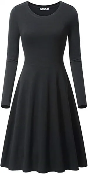 Women's Dresses Fall Casual 2024 Long Sleeve Pleated Elegant a Line Dress Plus Size Flowy Lightweight Long Maxi Dress