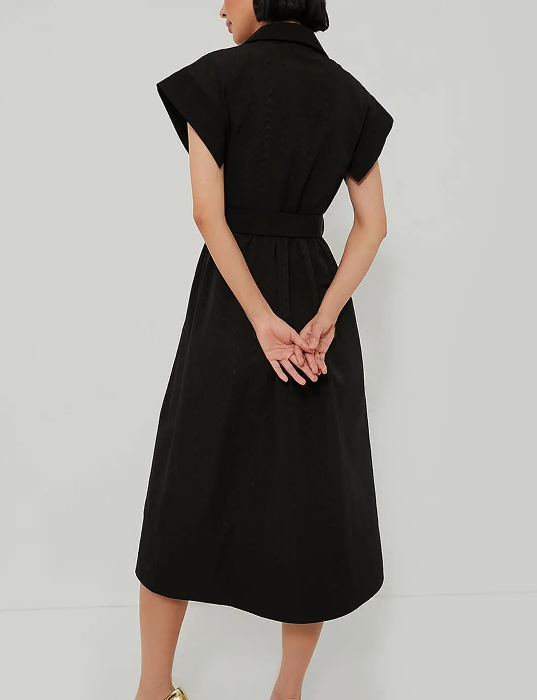 Women's Elegant Midi Shirt Dress Button Down Collared Trench Coat Business Dresses with Belt