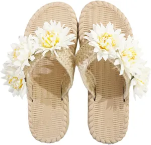 Women's Fancy Floral Slide Sandals, Slip On Clip Toe Summer Slippers with Cute Flower Decor - Suit for Casual and Holiday Wear