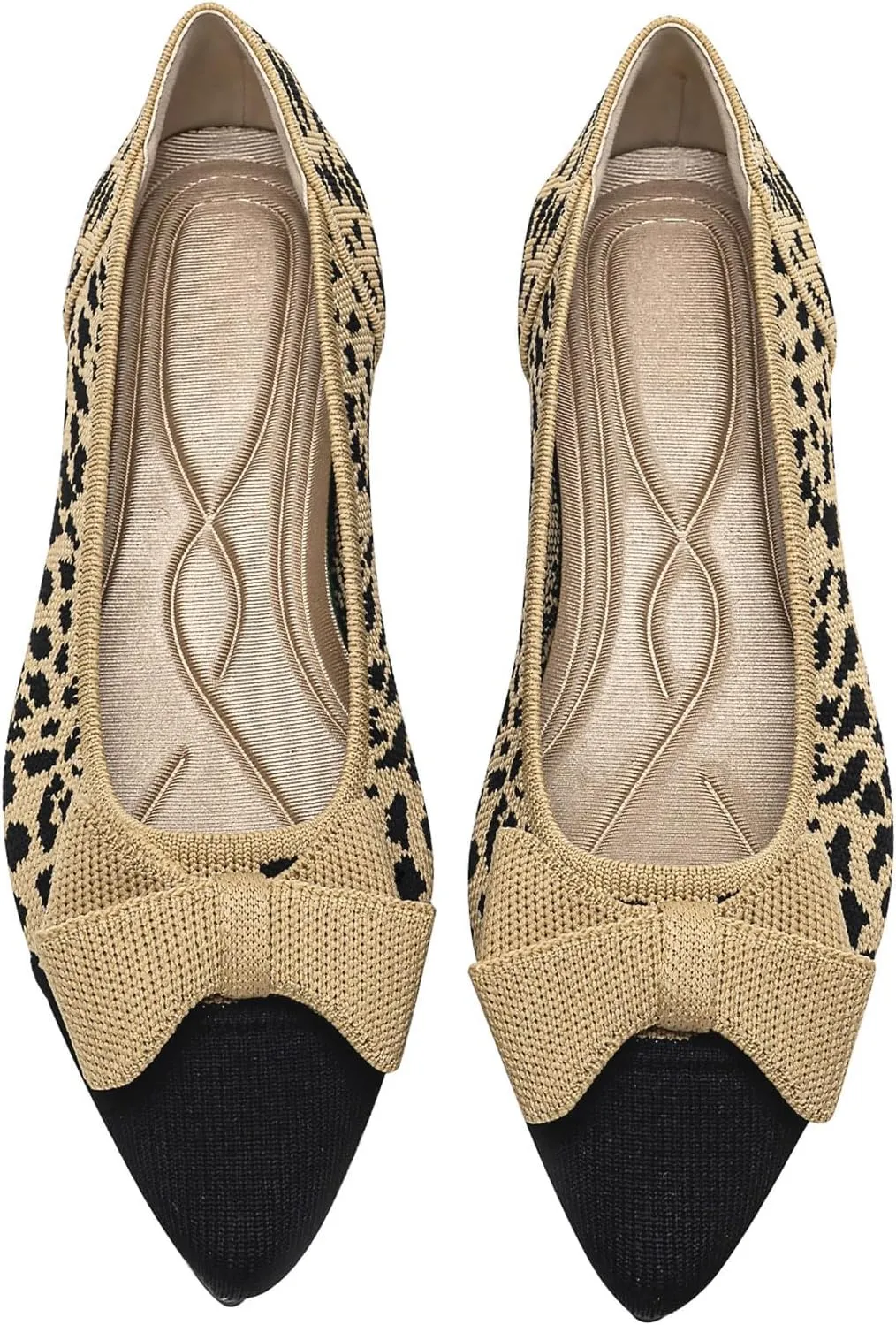 Women's Flats Shoes Comfortable Slip On Shoes Classic Dressy Pointed Toe Bow Knit Ballet Flat