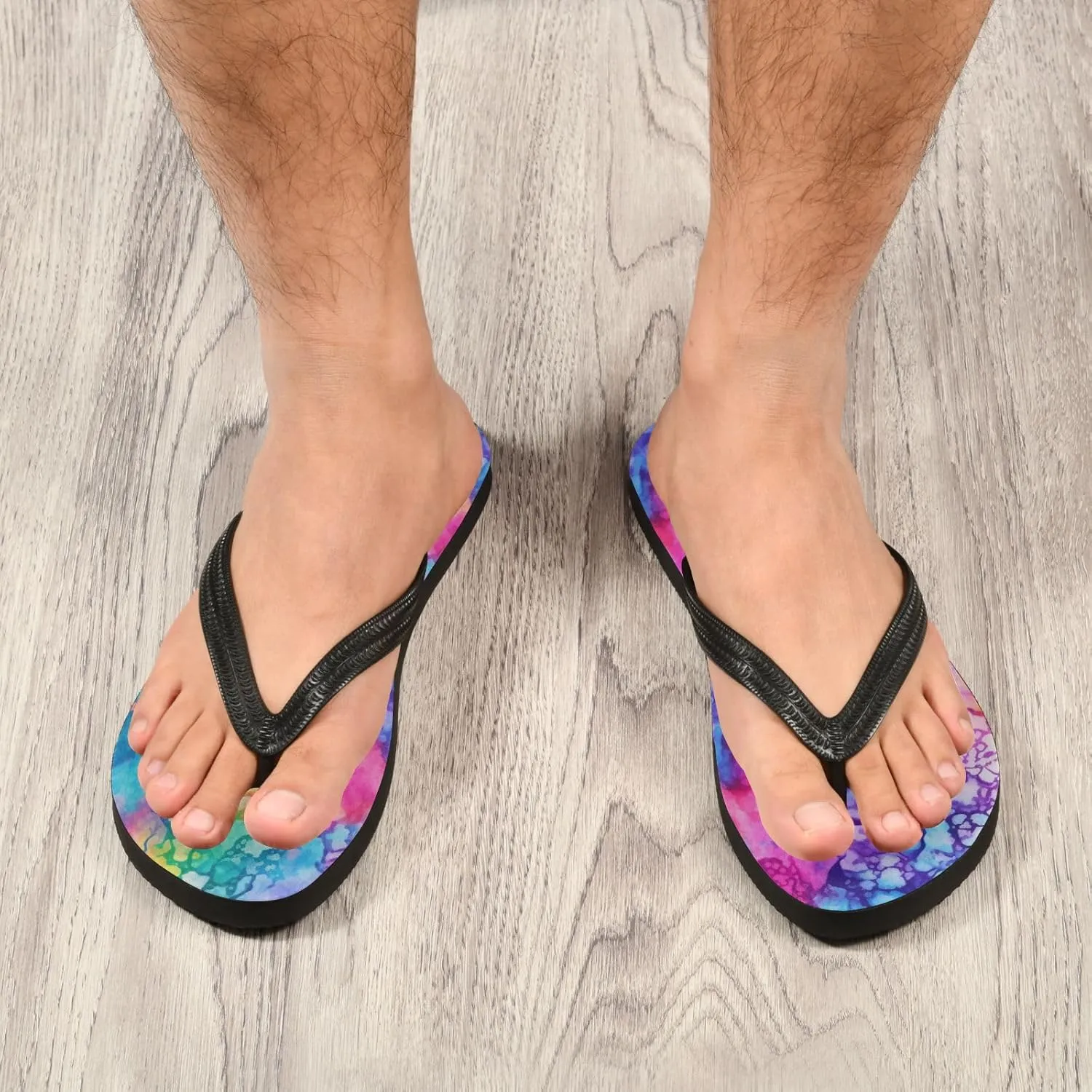 Women's Flip Flop Sandals Casual Summer Sandal, Mens Flip Flops for Beach Outdoor-Watercolor Fluid Print