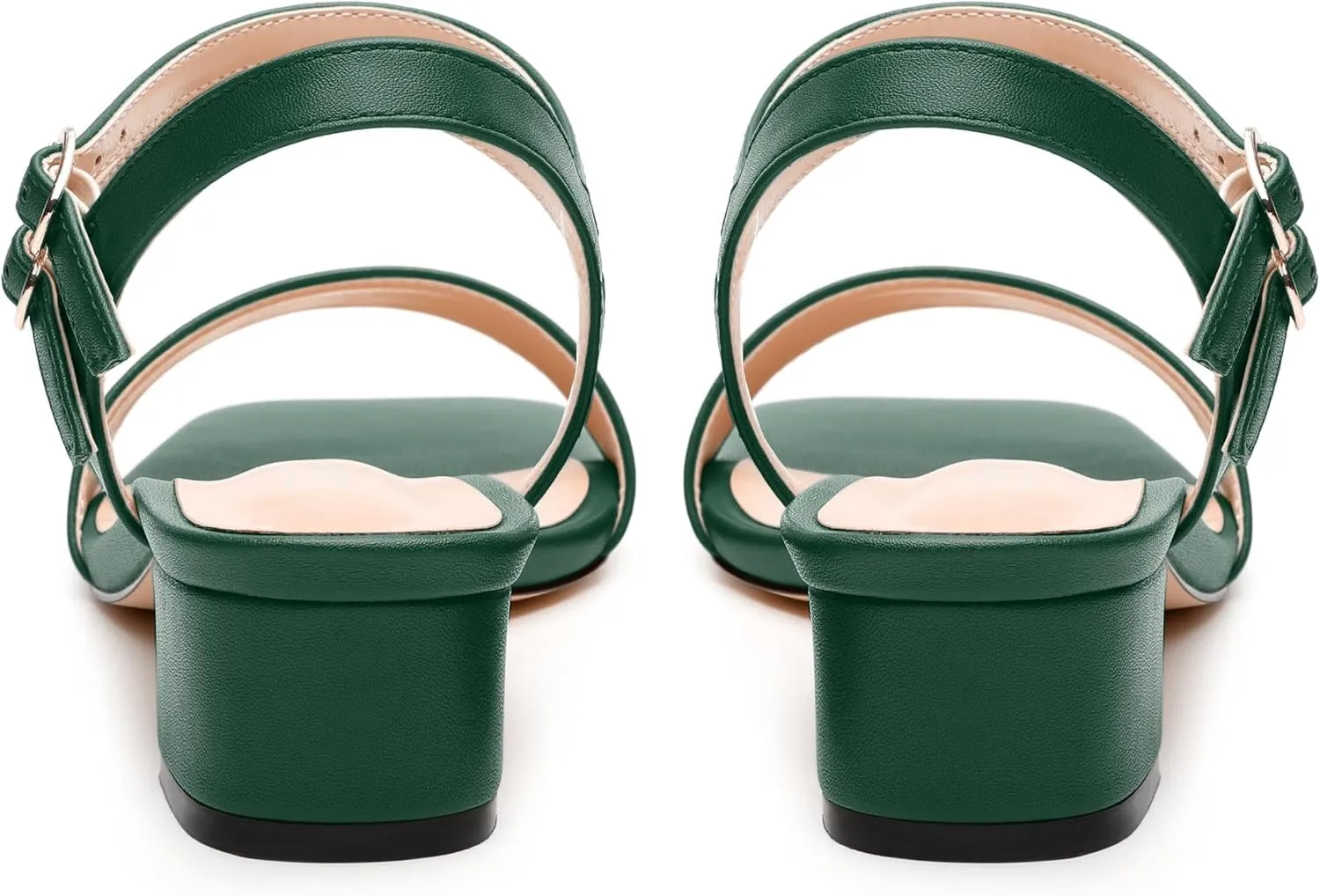 Women's Heeled Sandals, Open Square Toe Chunky Heels, Ankle Strap with Buckle Fashion Solid Color Casual Sandals for Daily Wear